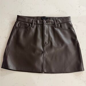 Good American Brown Leather Mini Skirt